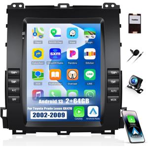 2G+64G Android 13 Car Stereo for Toyota Prado Lexus GX470 2002-2009 with Wireless Carplay Android Auto,9.7" Touchscreen Car Radio with GPS/WiFi,Mirror Link Bluetooth,FM/RDS Radio+AHD Backup Camera