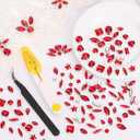 Sew on Rhinestones 205 PCS Glass Mixed Shapes Sew on Crystal Gems Flatback with Silver Claw for Jewelry Crafts Clothes Shoes Costume (Red Rhinestones)
