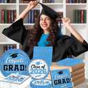 Graduation Plates and Napkins 2026, 200pcs Sky Blue Graduation Decorations Class of 2026 Grad Congrats Light Blue Graduation Blue Plates and Napkins Party Supplies for Graduation Party Favors,Serve 50