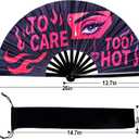 Large Folding Hand Fans for Line Dancing,Rave Fan with Loud Clack,Stylish Attitude Cowgirl Fan for EDM,Dance,Festival,Club,Party(Black, Pink Letters)