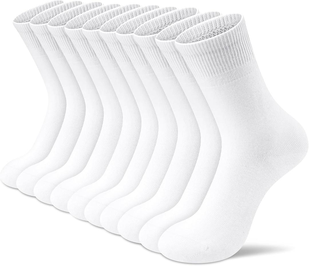 Women's Thin Cotton Crew Socks  Non-Slip Heel, Breathable & Moisture-Wicking,5-Pack Anti-Slip for Workouts,Casual (6-9)