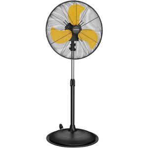 20 Inch Industrial Pedestal Fan, 5000 CFM High Velocity Air Circulator, 3-Speed Heavy Duty Metal Fan with Oscillation & Wheels for Warehouse, Garage, Shop UL Listed