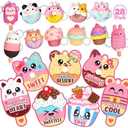 Toidgy 19 Pack Valentines Day Gifts for Kids, Valentines Cards for Kids Classroom Exchange Gift with Dessert Squishy Toys Keychains, Valentines Party Favors and Prizes for Boys Girls