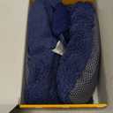 REVIX Microwavable Booties for Cold Feet Moist Heat Therapy, Heated Slippers Women & Men for Soothing Cold Foot, Microwavable Foot Warmers, Non-Slip Sole & Adjustable Fit, Navy S