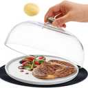 WENWELL Glass Microwave Splatter Cover with Silicone Mat, 10Inch Plate Splatter Food Lid with Integrated Grip Handle and Vent Hole, BPA Free, Dishwasher Safe