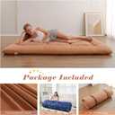 Zelladorra Japanese Floor Mattress, Futon Mattress | Roll Up Tatami Mat with Portable Storage Bag and Washable Cover, Suitable for Camping, Guest Room, Light Coffee
