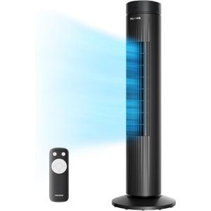 Pelonis 30-Inch Oscillating Tower Fan for Bedroom  3 Speed, Quiet Tower Fan with Remote ControL, Small Fan, 7-Hour Timer  ETL Certified, Black