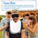 Leinuosen 24 Pcs Baby Shower Blindfold Feeding Game Set Include 6 Plastic Chug Bottles 6 Bib and 12 Eye Mask Blindfold Baby Feeding Bottle Chug Game for Adult Gender Reveal Party Supplies(Blue)