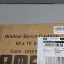 Outdoor Bench Cushion 60 X 18 X 3.5 Inch Thick Waterproof Patio Furniture Cushions, Patio Porch Swing Replacement Seat Pad with Tie Straps and Anti-Slip, for Backyard Garden, Grey