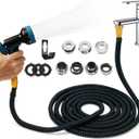 Indoor Sink Hose Attachment for Kitchen Sink or Bathroom Sink Faucet - (50FT) Sink Hose with 7 Adapters, Watering Houseplants, Dog Washing, Household Cleaning, Car Washing, 10-Function Nozzle