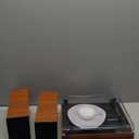 Vintage Record Player with External Speakers Belt-Drive Turntable for Vinyl Records Dual Stereo Speakers LP Players Support 3 Speed 3 Size Wireless Playback AUX Headphone Input Auto Stop Wood Red