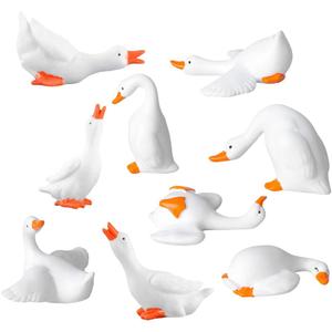 18 Pcs Mini Goose Figurine, Tiny Resin Goose DIY Crafts Desk Goose Cake Topper Micro Landscape Dollhouse Ornament