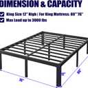 Hunlostten 12" High King Bed Frame No Box Spring Needed, Heavy Duty King Platform Bed Frame with Round Corners, Easy Assembly, Noise Free, Black