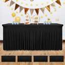 4 Pack - Black Spandex Table Skirt for 6ft Tables (72" L x 30" W x 30" H) | Stretch, Washable & Wrinkle-Resistant Fitted Cover | Banquet, Birthday Party Decor