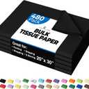 Black Tissue Paper for Gift Bags - 20" X 30" Bulk Tissue Paper Black 480 Sheets - 10lb Newsprint for Packing, Birthday Gift Box Filler, Packing Supplies for Moving Supplies Crown Display