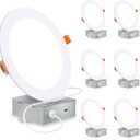 6 Inch Ultra-Thin LED Recessed Lighting with Junction Box, 3000K Warm White Canless Downlight, 12W=110W Eqv, Dimmable LED Ceiling Lights, 850LM, ETL Certified, 6 Pack