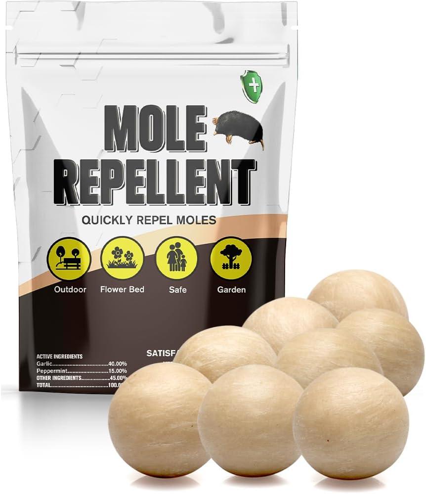 Mole Repellent for Lawns, Groundhog Repellent Outdoor, Armadillo Repellent, Mole Deterrent for Yard, Vole Repellent Outdoor, Gopher Repellent, Safe for Family & Pets, 8 Packs