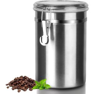 Stainless Steel Food Container with Clear Lids Airtight Storage Container Stackable Small Canisters Kitchen Pantry Storage for Cereal, Snacks, Candy, Herbs, Spices, Sugar, Tea (Silver) (Sliver)