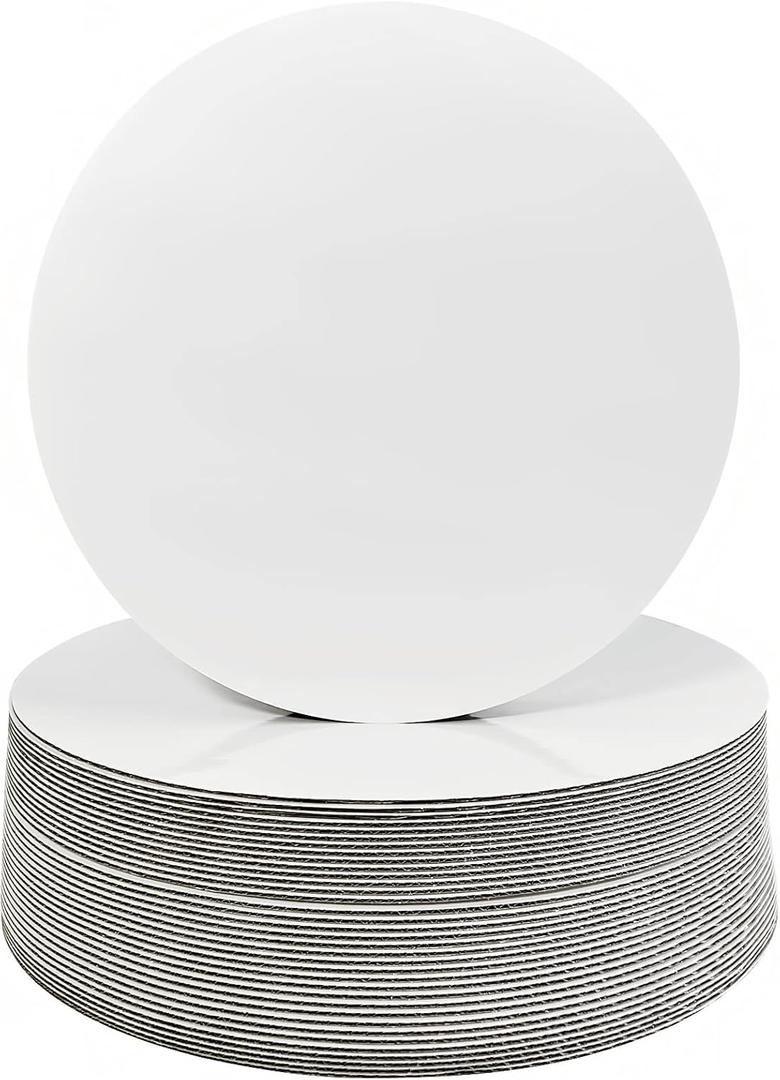 ONEMORE [35pcs] 12" White Cake board Round,Disposable Cake Circle Base Boards Cake Plate Round Coated Circle Cakeboard Base 12inch,Pack of 35