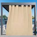 Easy-Going Outdoor Curtains Waterproof Windproof Weatherproof Curtain for Patio, Cabana, Porch, Pergola and Gazebo, Grommet Top and Tab Bottom Drape, 1panel, 110x108 inch, Beige