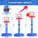HYES Toddler Basketball Hoop, Adjustable Height Indoor Basketball Hoop for Kids 1-3, Foldable Mini Basketball Goal with 3 Balls, Outdoor Poolside Sport Toy, Birthday for Baby Boys Girls