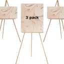 3 Pcs 63" Wooden Easel Stand for Sign, Dual-use Adjustable Height, Wood Floor Display Easel for Wedding, Welcome Board, Poster, Picture, Photo- Natural