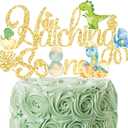 Dinosaur Hatching Soon Cake Topper Gold Baby Dinosaur Party Cake Topper Dinosaur Baby Shower Decoration for Dino Theme Gender Reveal It's A Boy Party Supplies