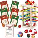 Jenaai 78 Pcs Christmas Party Game Set Fun Xmas Night Activities Don't Let The Marbles Fall with Resin Ornaments and Cards for Christmas Travel Holiday