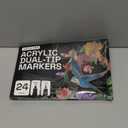 ARTISTRO 24 Metallic Acrylic Paint Markers - Paint Pens for Drawing, Brush + Fine Tips - For Fabric, Rock, Glass, Wood, DIY, Craft, Canvas - Art and Craft Supplies for Adults, Teens, Kids