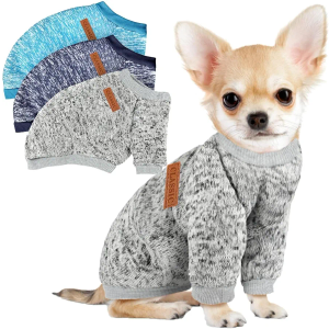 3 Pack Dog Sweaters for Small Dogs Girl Boy Winter Fleece Clothes Warm Soft Dog Sweatshirt Outfit for Dogs Cats Pet Apparel, Size S