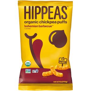 HIPPEAS Organic Chickpea Puffs + Bohemian Barbeque | Vegan, Gluten-Free, Crunchy, Protein Snacks, 4 Ounce (Pack of 6) BBD 08/09/26