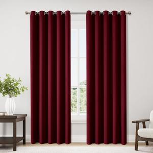 ChrisDowa Burgundyout Curtains 70 inches Wide for Bedroom - 2 Panels Set Extra Wide Grommet Thermal Insulated Room Darkening Curtains for Living Room (Burgundy, 70 x 84 Inch)