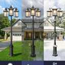 Lotsky Outdoor Lamp Post Motion Sensor, Dusk to Dawn Pole Lights 3-Head, Classic Black 360Detection Waterproof Anti-Rust Aluminum Street Lighting for Yard Backyard Patio Driveway