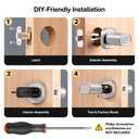 ThorBolt Fingerprint Door Lock with Keypad Door Knob, HomeKit Lock Over 𝗧𝗛𝗥𝗘𝗔𝗗, HomeKit Hub 𝗥𝗲𝗾𝘂𝗶𝗿𝗲𝗱, 𝗶𝗢𝗦 𝗢𝗡𝗟𝗬 Smart Lock for Interior Door, Bedroom, Office, MK1 Silver