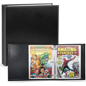 Comic Book Storage Album, Comic Book Binder - for Current, Silver Age, Regular Comics Bagged and Boarded, Binder with 12 Super Heavyweight Sleeves, Acid-Free, Gift for Comic Collectors