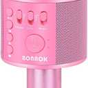 BONAOK Wireless Bluetooth Karaoke Microphone,3-in-1 Portable Handheld Karaoke Mic Speaker Machine Home Party Birthday for All Smartphones Q37 (P-Ink)