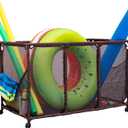 Pool Noodles Holder, Toys, Balls, Floats and Equipment Mesh Rolling Storage Organizer Bin, Kids Height, Large, (43" W x 25" L x 28" H), Brown Style 563009