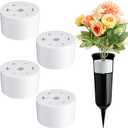 4 Pcs Cemetery Grave Vase Inserts Plastic Flowers Holder Bracket with 7 Hole Cylindrical Reusable Cemetery Flower Holder for Grave Vase Decorations, Keeping Bouquets in Place