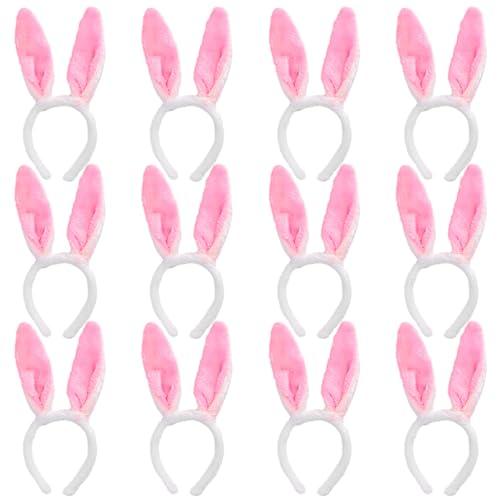 Max Fun 6PCS Easter Bunny Ears Headbands Plush Easter Rabbit Ear Hairband for Holiday Kid's Easter Birthday Halloween Party Favors