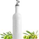 LYEOBOH Oil Dispenser for Kitchen, 17 OZ Olive Oil Dispenser Bottle with Non Drip Spout, Ceramic Vinegar Dispenser Bottle for Cooking, Soy Sauce, Coffee Syrup, Liquids, White