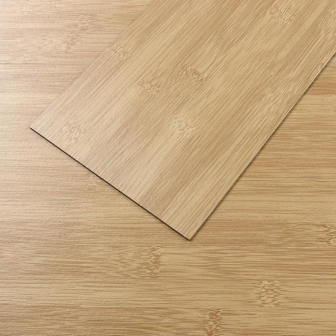 VEELIKE Natural Bamboo Peel and Stick Flooring Waterproof Vinyl Plank Flooring 16-Pack 24 Sq. ft. Peel and Stick Floor Tile Wood Laminate Flooring Stick on Floor Tiles for Bedroom Kitchen RV 6''x36''