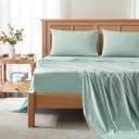 Comfort Spaces Coolmax Moisture Wicking Sheet Set Soft, Fade Resistant, All Elastic Deep Pocket Fits Up to 16" Mattress - Warm Weather Cooling Sheets for Night Sweats, Twin XL, Aqua, 3 Piece