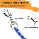 Chain Dog Leash Chew Proof Metal Leash for Medium Large Dogs, Chain Link Dog Anti Chew 5.2FT / 4FT Strong Anti Bite Comfortable Soft Padded Handle (Blue, 5FT(30-80lb)