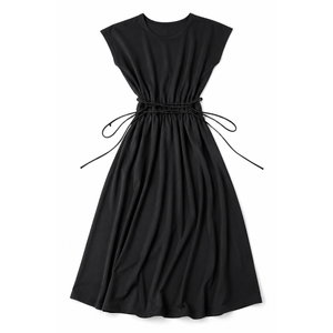 Women's Black Silk Wrap Dress, Size Large