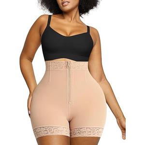 SHAPELLX Butt Lifter Shapewear Tummy Control Shorts For Women Waist Cincher With Hook Zipper Closure Body Shaper Wear A3-khaki-zipper, M