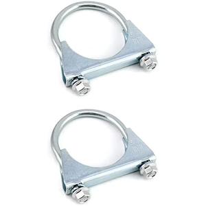 QWORK U-Bolt Muffler Tip Exhaust Hook, 2-1/4" OD 2Pcs Stainless Steel Universal Silencer Exhaust Clip