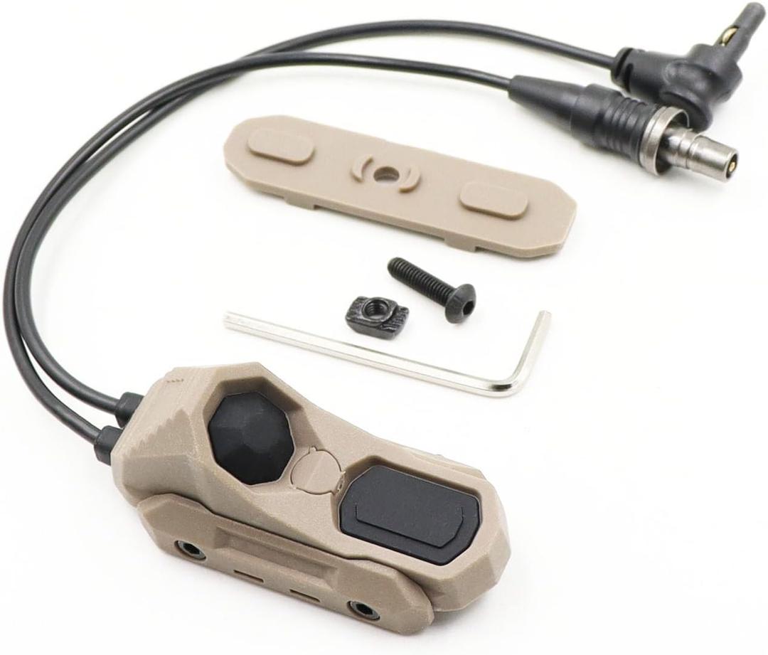 Tactical Dual Remote Pressure Switch Compatible with Crane Laser & SF M300/340/M600/640DF Weapon Lights and Lasers (Crane Laser Plug-Tan)