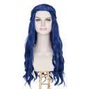 Miss U Hair Long Wavy Dark Blue Wig for Women Middle Party Mermaid Wig Halloween Cosplay