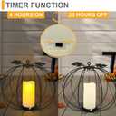 Halloween Light Up Pumpkin Lantern, 3 Pcs Metal Black Pumpkin Candle Holders with Timer Flickering Yellow LED Candle Lights for Thanksgiving Halloween Harvest Fall Home Decor