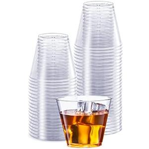 SETUP 5 oz Clear Hard Plastic Shot Glasses [100 Count] Small Disposable Shot Cups for Cocktails & Parties